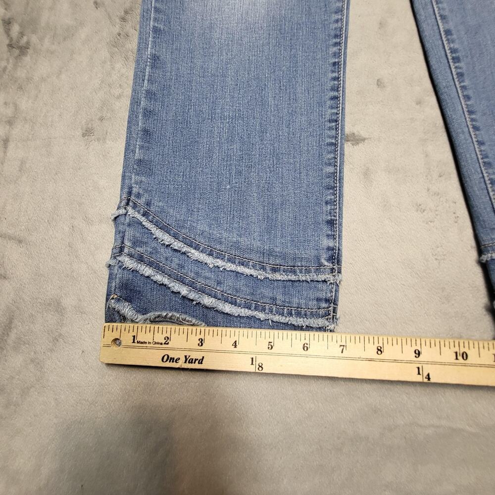 1822 Denim Jeans‎ Womens 10 Blue Light Wash Straight Fringe Distressed Stretch - Picture 5 of 10